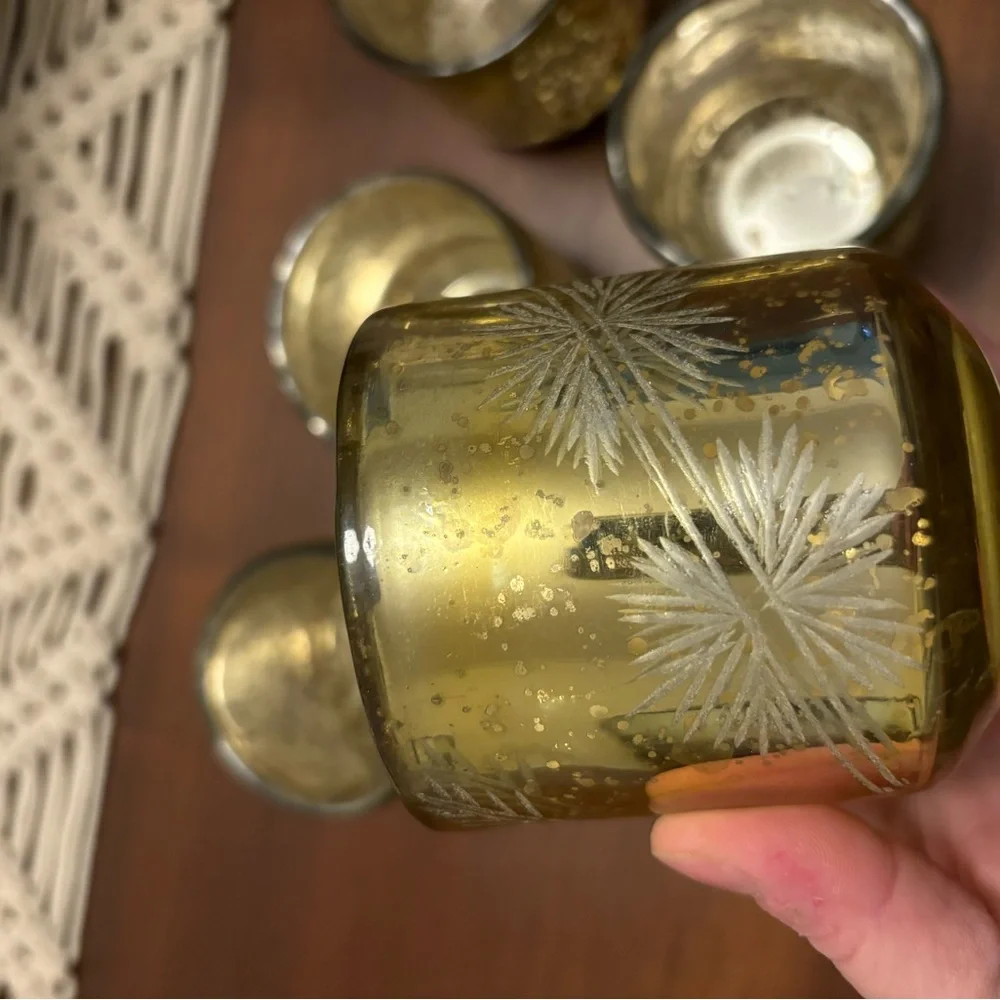 West Elm Mercury Glass Gold Decorative Candle Holders